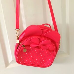 Minnie Inspired crossbody bag with Bowtie, Ears and Polka dots Hot Pink